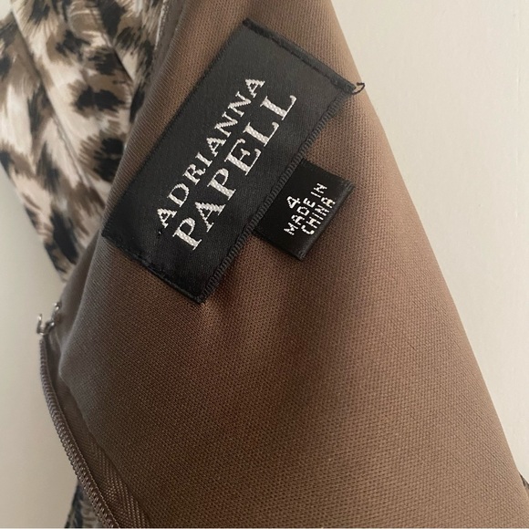 Adrianna Papell Womens Animal Print Size 4 Brown And Cream Pleated Sheath Dress - Picture 10 of 10